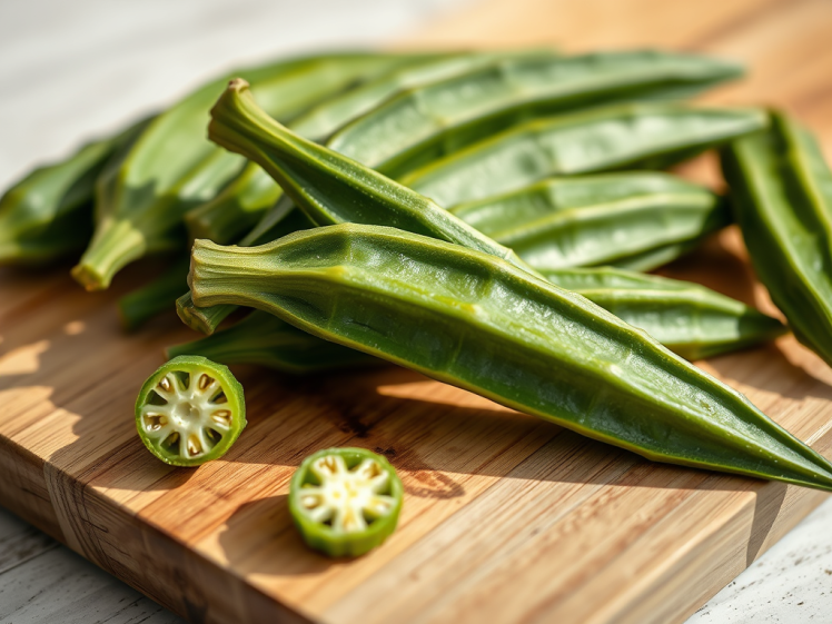 Okra On A Cutting Board